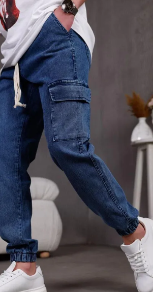 Blue cargo jogger jeans