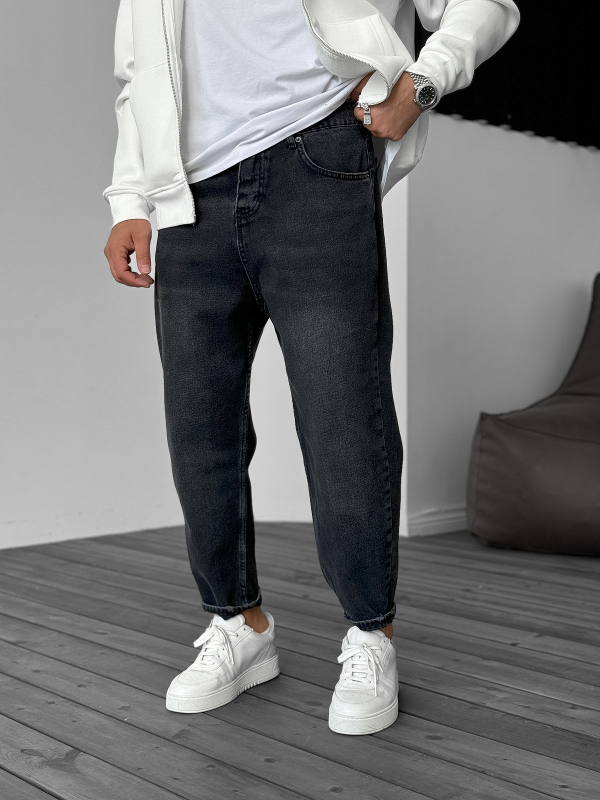 DARK GRAY BOYFRIEND JEAN
