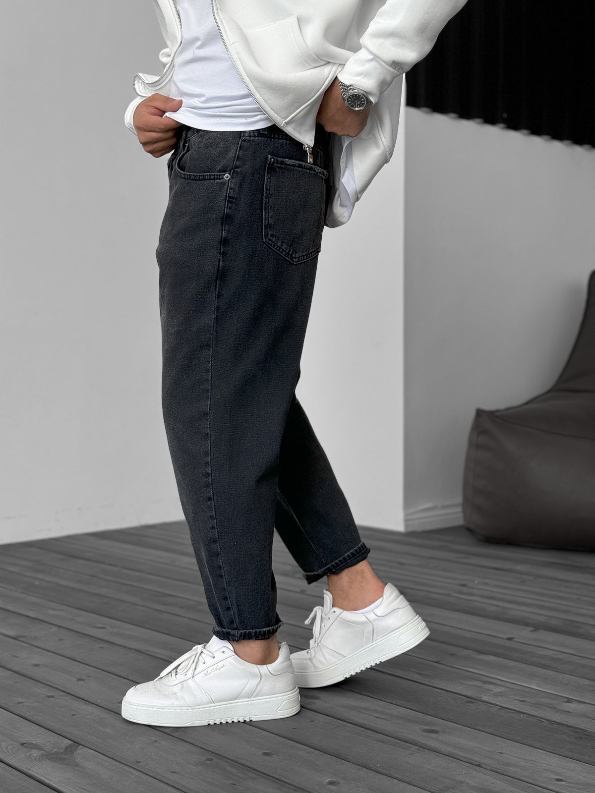 DARK GRAY BOYFRIEND JEAN