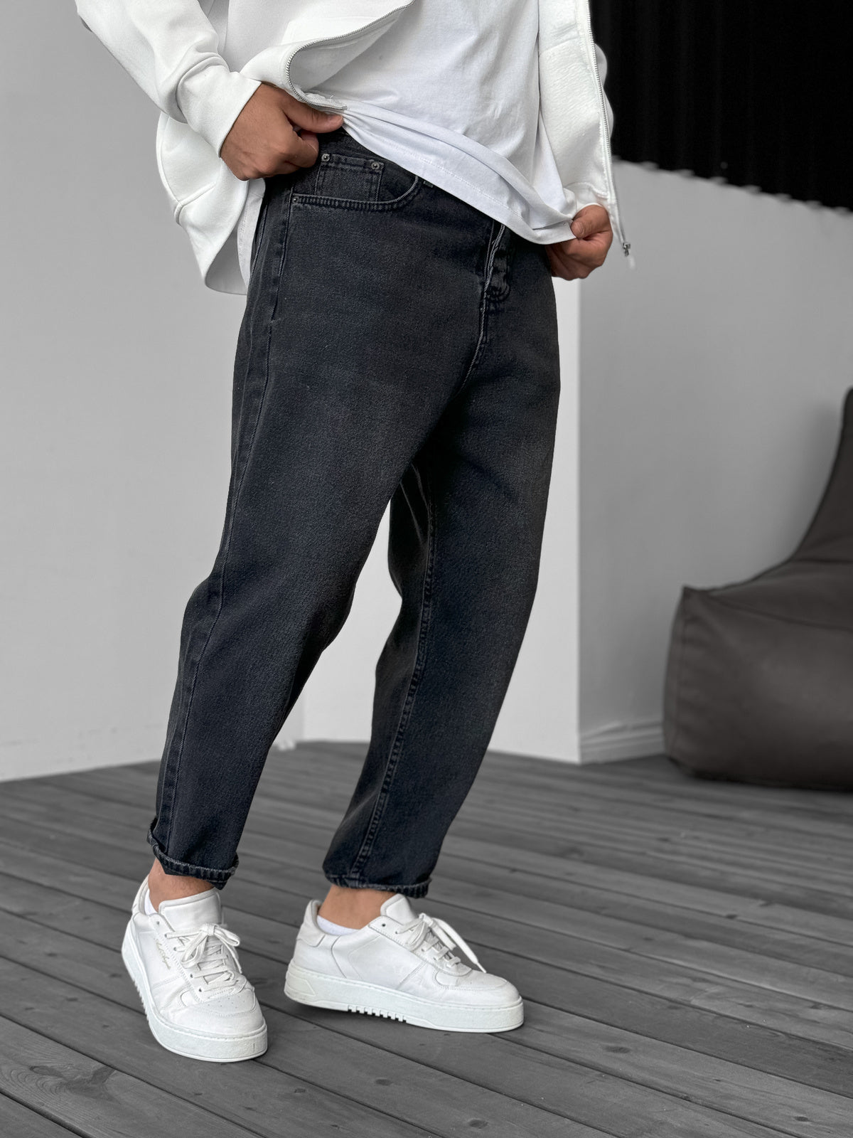 DARK GRAY BOYFRIEND JEAN