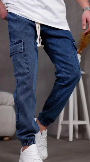 Blue cargo jogger jeans