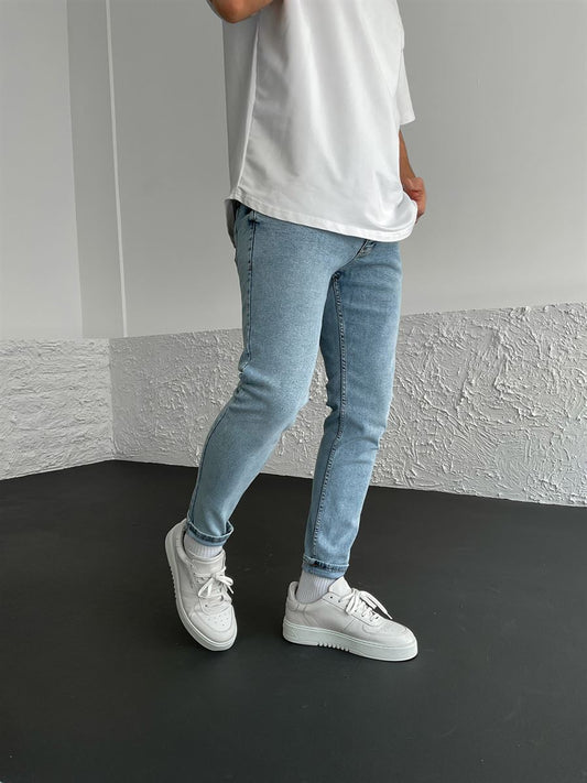 light blue washed skinny-fit jeans