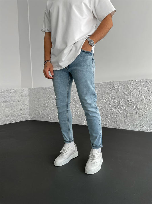 light blue washed skinny-fit jeans