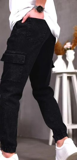 Black Cargo jogger jean