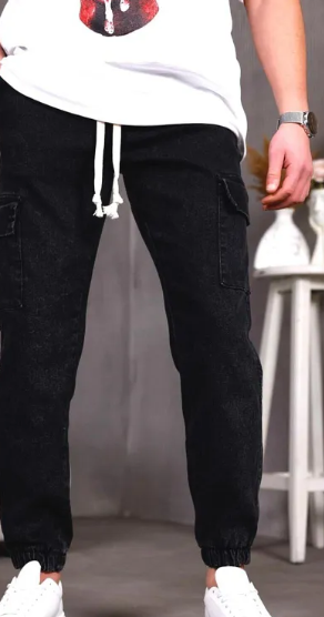Black Cargo jogger jean